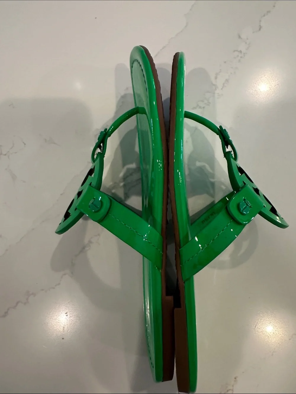 Tory Burch Green Patent Leather Miller Sandals Size 6